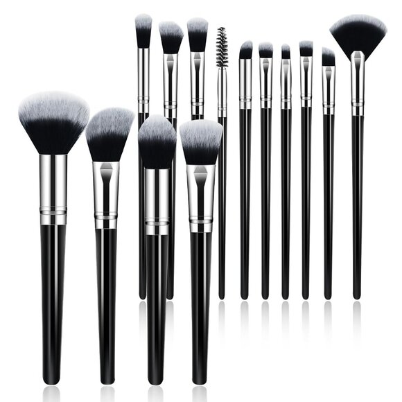 High-Quality 14-Piece Makeup Brush Set in Stylish Leather Case - Perfect Gift - Picture 1 of 7